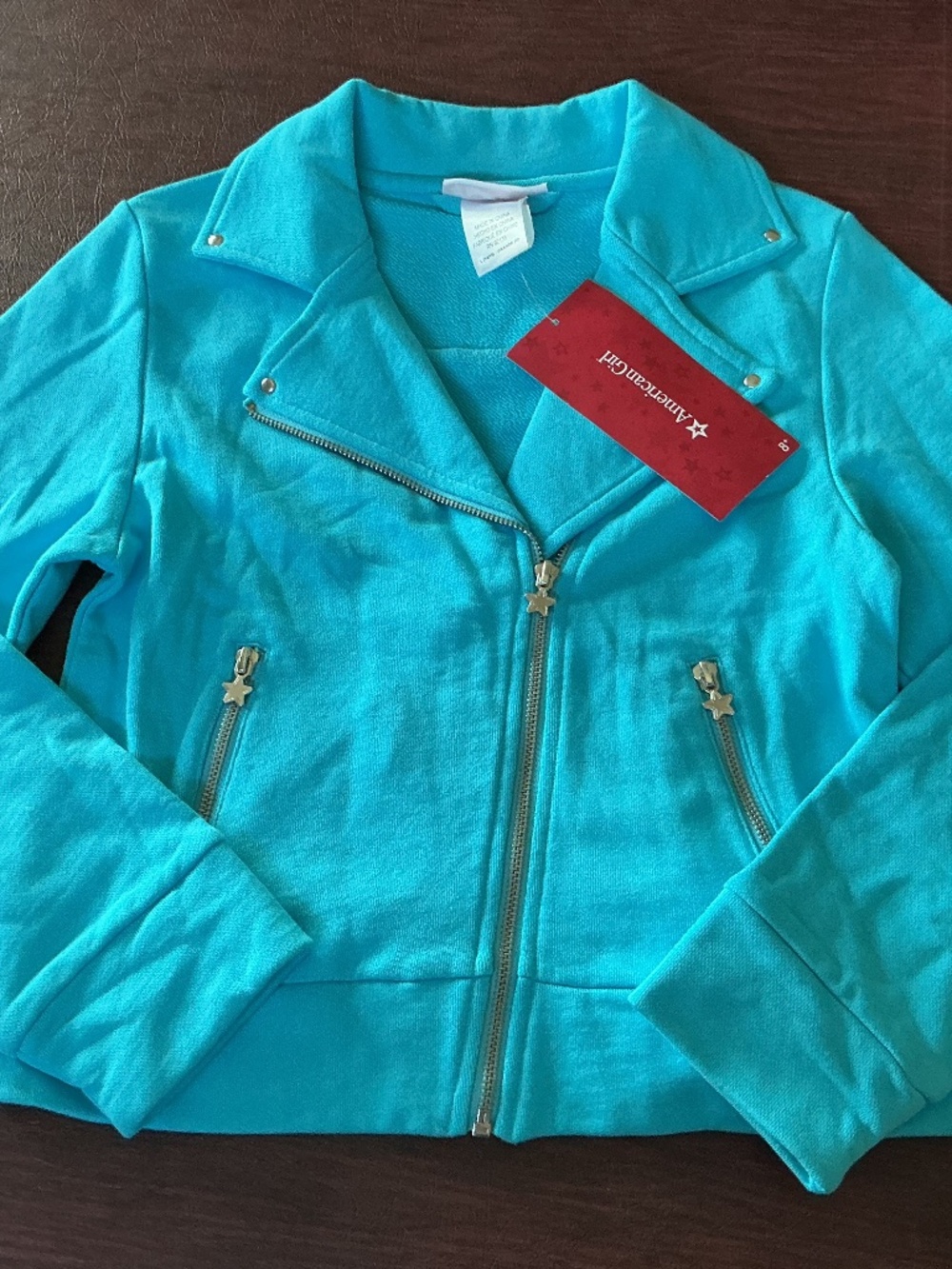 American Girl NWT turquoise moto jacket L